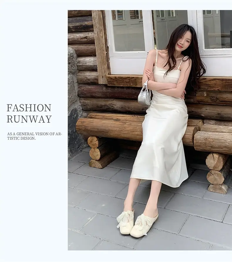 High-Appearance Closed-Toe Slippers for Women, Summer Outdoor Wear, 2026 New Summer Style, Suitable for Pairing with Skirts, Silver Bow Half-Slippers — feature 5