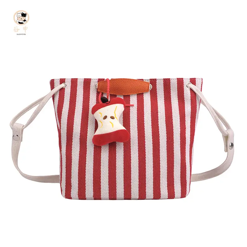 Red Striped Korean Style Tote Bag for Women - Image 4