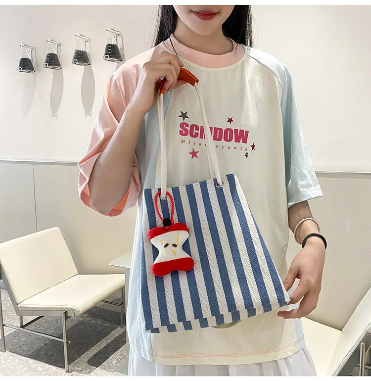 Red Striped Korean Style Tote Bag for Women — feature 15