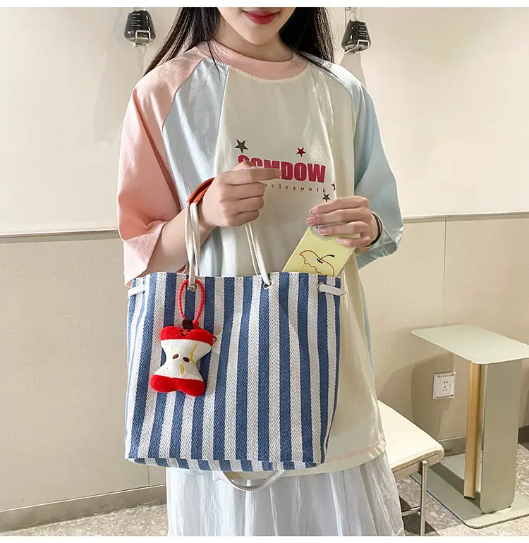 Red Striped Korean Style Tote Bag for Women — feature 17