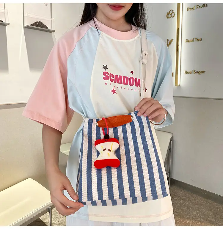 Red Striped Korean Style Tote Bag for Women — feature 18