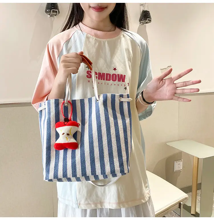 Red Striped Korean Style Tote Bag for Women — feature 20