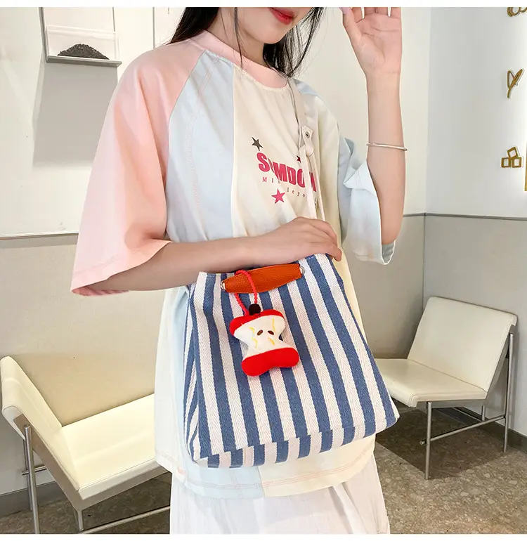 Red Striped Korean Style Tote Bag for Women — feature 21