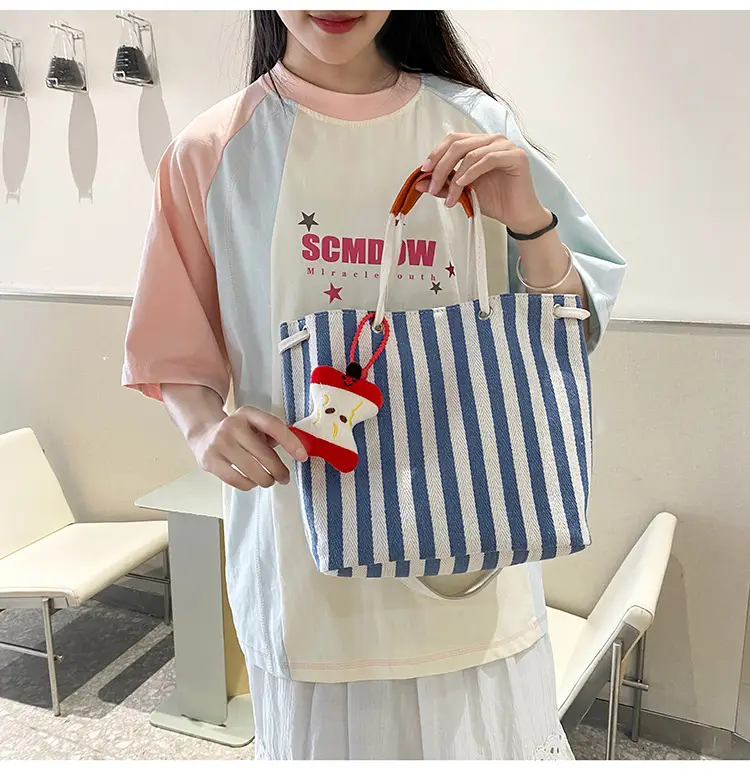 Red Striped Korean Style Tote Bag for Women — feature 22