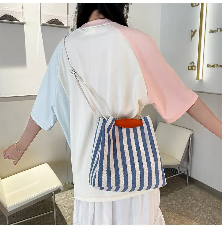 Red Striped Korean Style Tote Bag for Women — feature 24