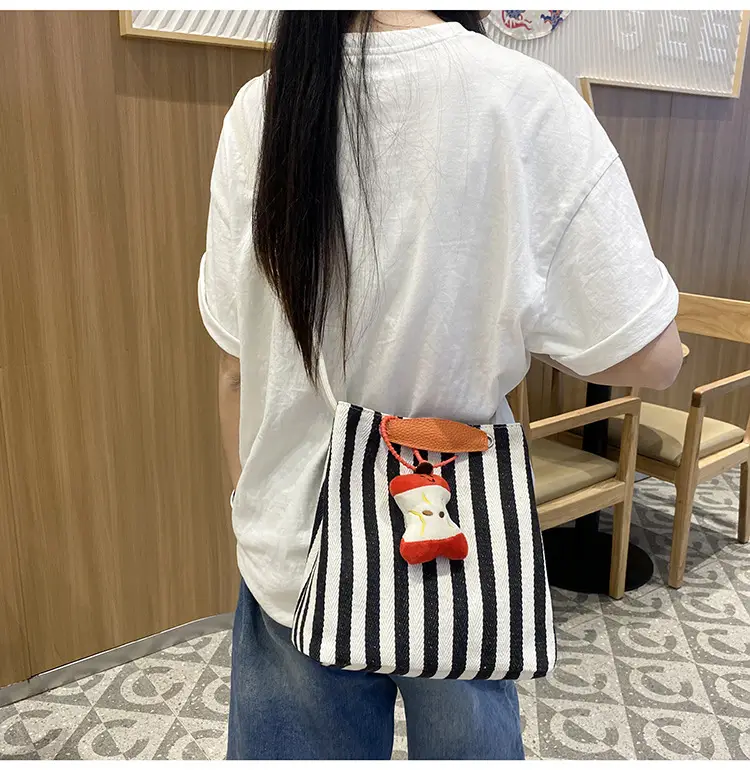 Red Striped Korean Style Tote Bag for Women — feature 25