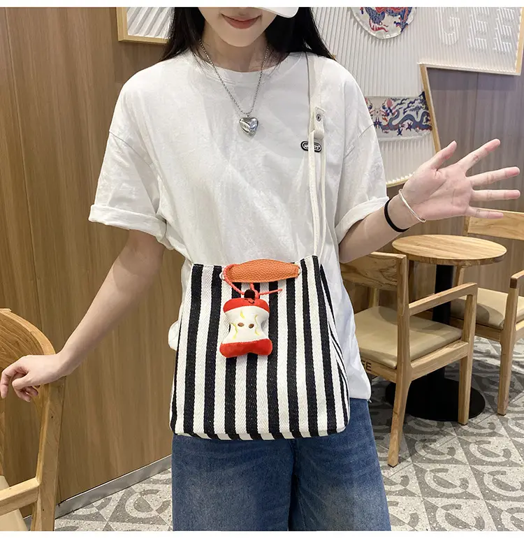 Red Striped Korean Style Tote Bag for Women — feature 29