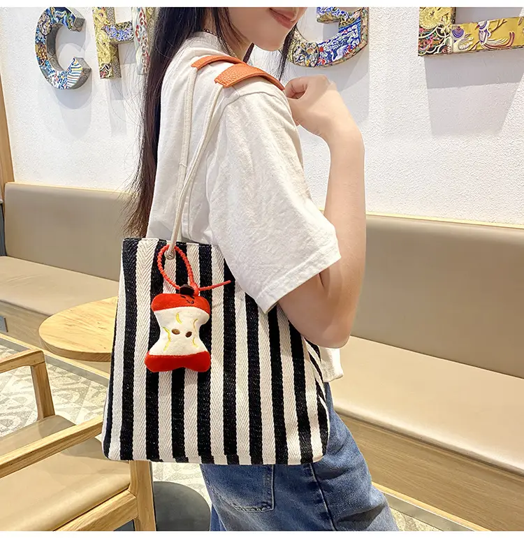 Red Striped Korean Style Tote Bag for Women — feature 31
