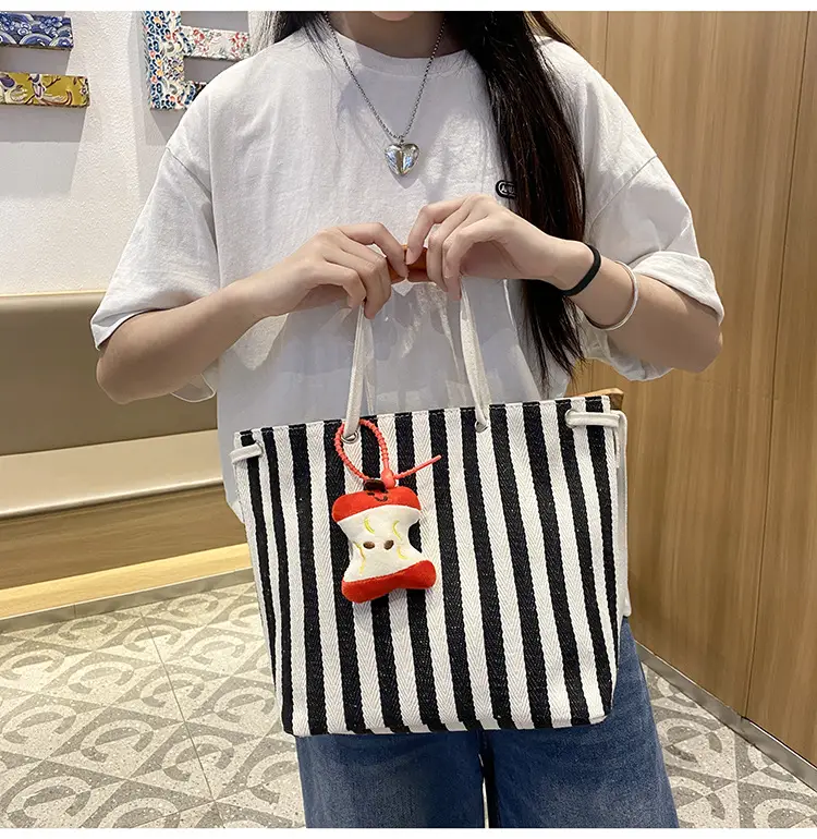 Red Striped Korean Style Tote Bag for Women — feature 33