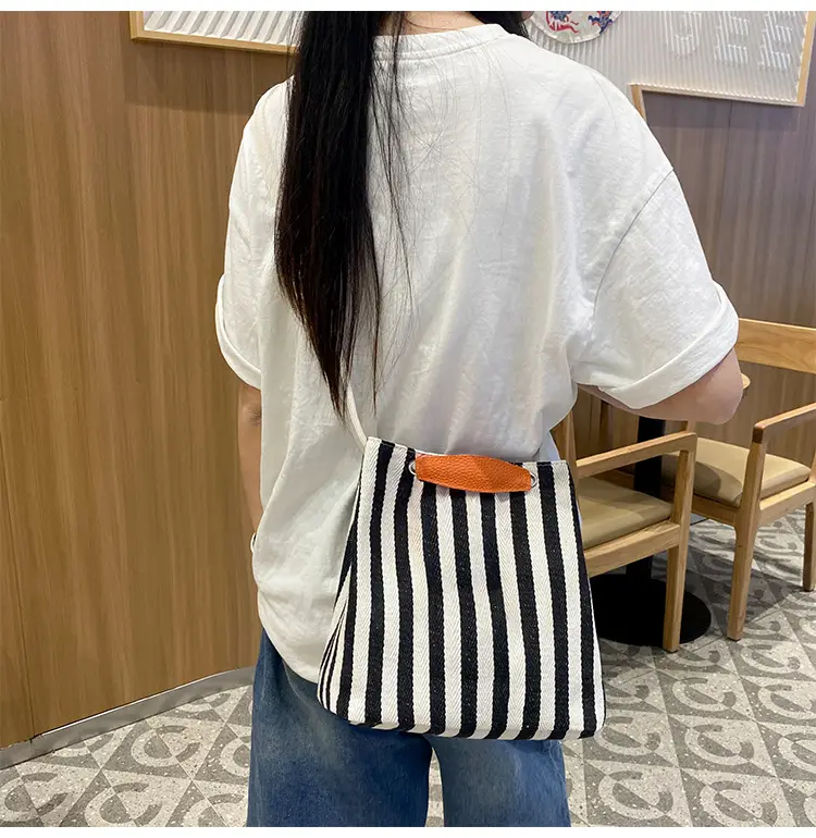 Red Striped Korean Style Tote Bag for Women — feature 35