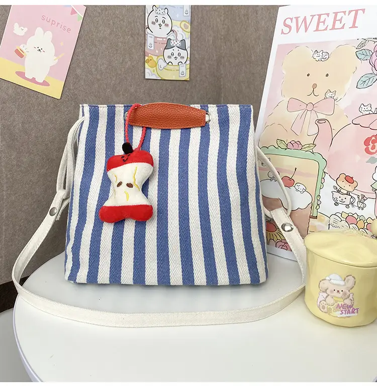 Red Striped Korean Style Tote Bag for Women — feature 38