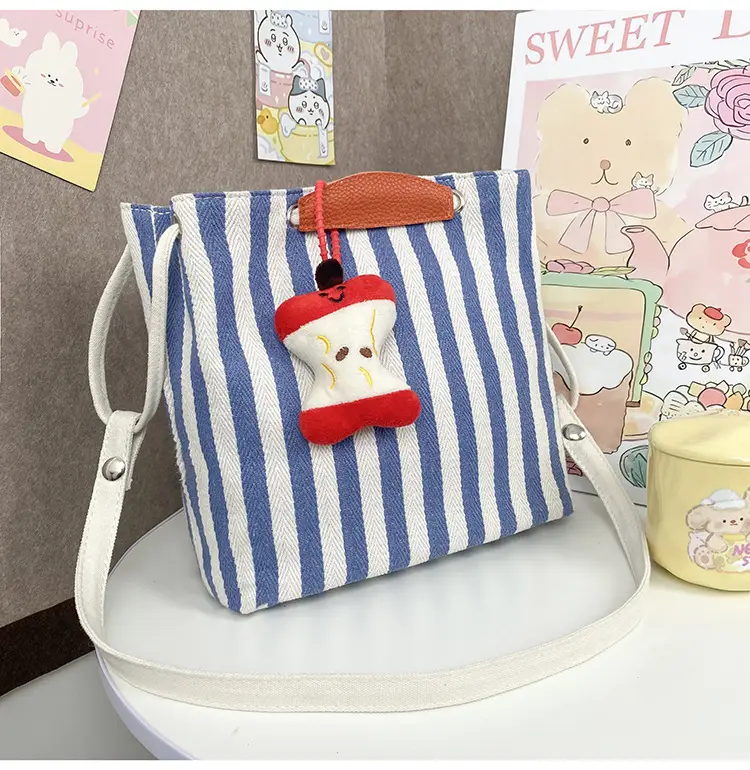 Red Striped Korean Style Tote Bag for Women — feature 39