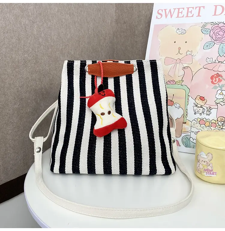 Red Striped Korean Style Tote Bag for Women — feature 40