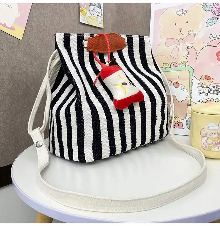 Red Striped Korean Style Tote Bag for Women — feature 41