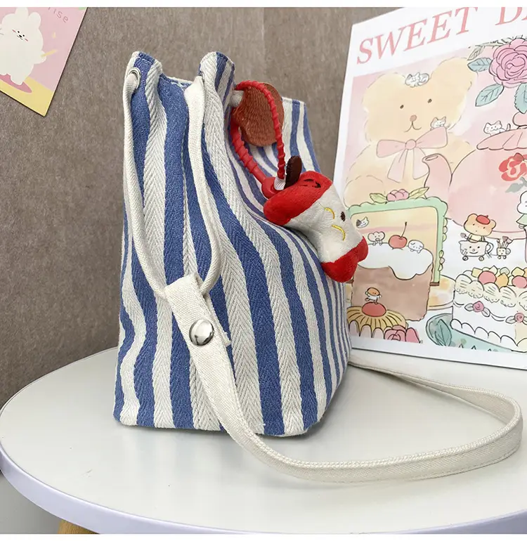 Red Striped Korean Style Tote Bag for Women — feature 43