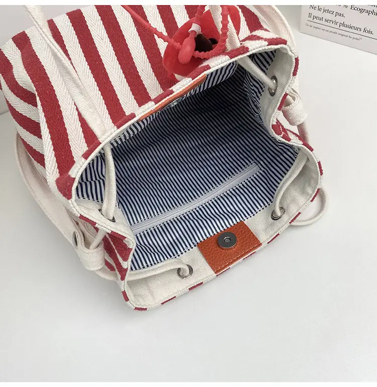 Red Striped Korean Style Tote Bag for Women — feature 47