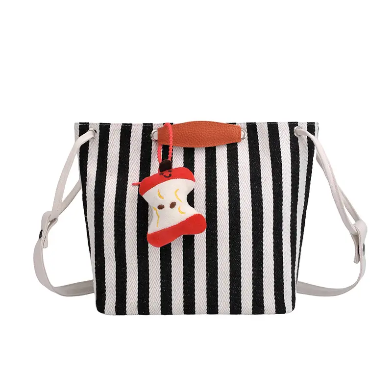 Red Striped Korean Style Tote Bag for Women - Image 3