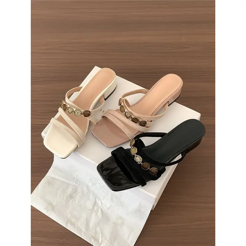 Chanel-Style Fairy Low-Heeled Slippers for Women, 2026 Summer New Model, Suitable for Going Out, Vacation, Seaside, Beach, Women's Sandals - Image 7