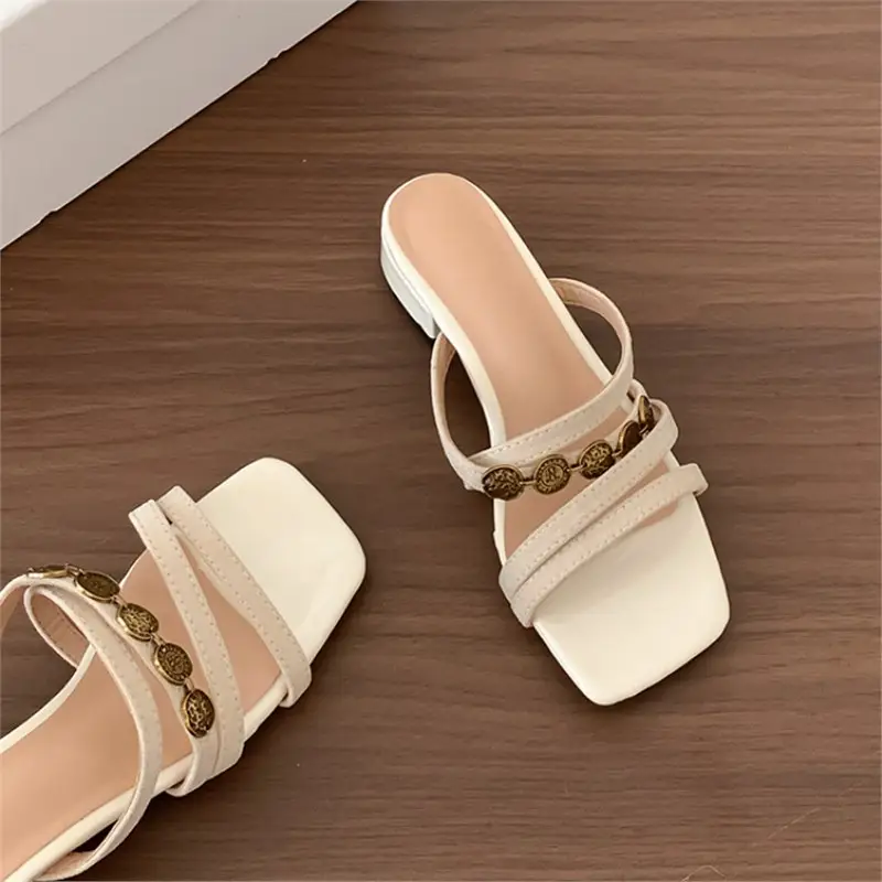 Chanel-Style Fairy Low-Heeled Slippers for Women, 2026 Summer New Model, Suitable for Going Out, Vacation, Seaside, Beach, Women's Sandals - Image 8