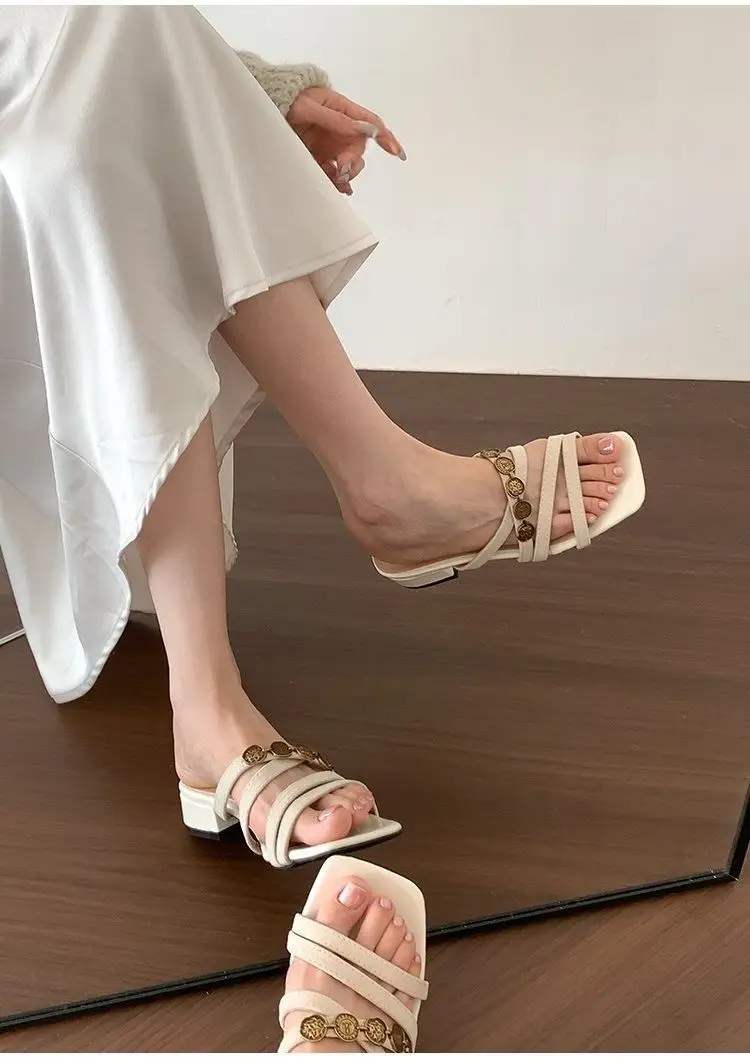 Chanel-Style Fairy Low-Heeled Slippers for Women, 2026 Summer New Model, Suitable for Going Out, Vacation, Seaside, Beach, Women's Sandals — feature 10