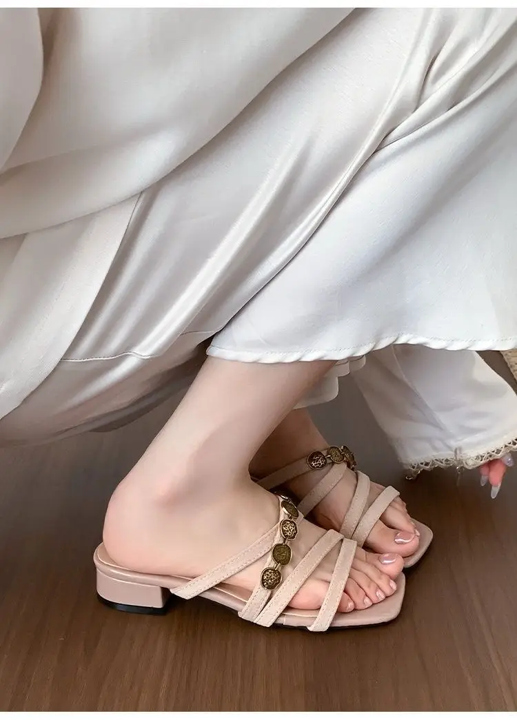 Chanel-Style Fairy Low-Heeled Slippers for Women, 2026 Summer New Model, Suitable for Going Out, Vacation, Seaside, Beach, Women's Sandals — feature 11