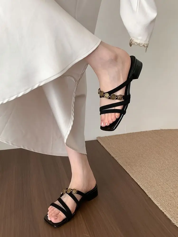 Chanel-Style Fairy Low-Heeled Slippers for Women, 2026 Summer New Model, Suitable for Going Out, Vacation, Seaside, Beach, Women's Sandals — feature 15