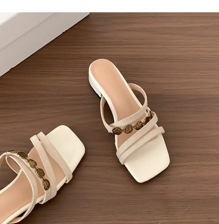 Chanel-Style Fairy Low-Heeled Slippers for Women, 2026 Summer New Model, Suitable for Going Out, Vacation, Seaside, Beach, Women's Sandals — feature 3