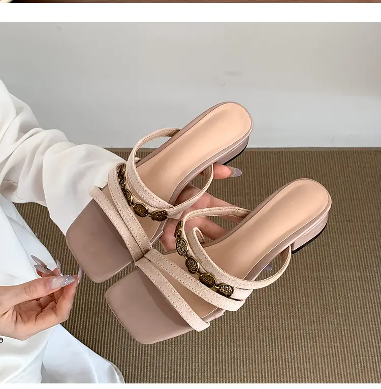 Chanel-Style Fairy Low-Heeled Slippers for Women, 2026 Summer New Model, Suitable for Going Out, Vacation, Seaside, Beach, Women's Sandals — feature 4