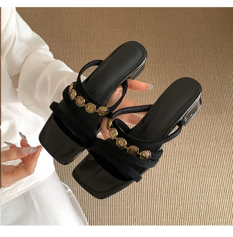 Chanel-Style Fairy Low-Heeled Slippers for Women, 2026 Summer New Model, Suitable for Going Out, Vacation, Seaside, Beach, Women's Sandals — feature 5