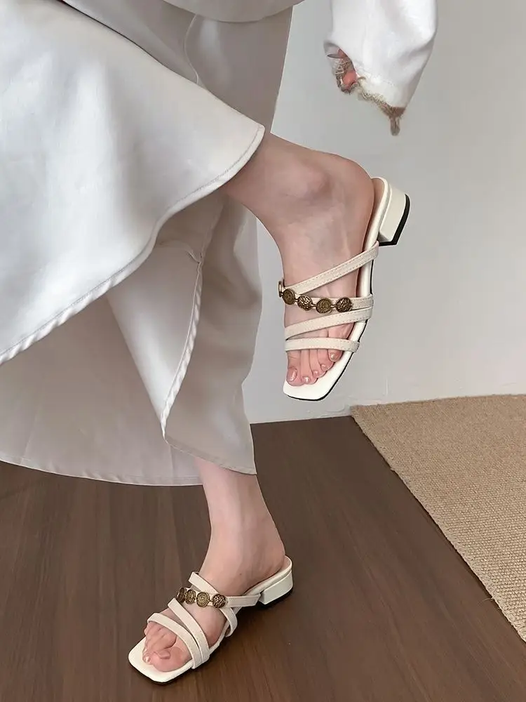 Chanel-Style Fairy Low-Heeled Slippers for Women, 2026 Summer New Model, Suitable for Going Out, Vacation, Seaside, Beach, Women's Sandals — feature 6