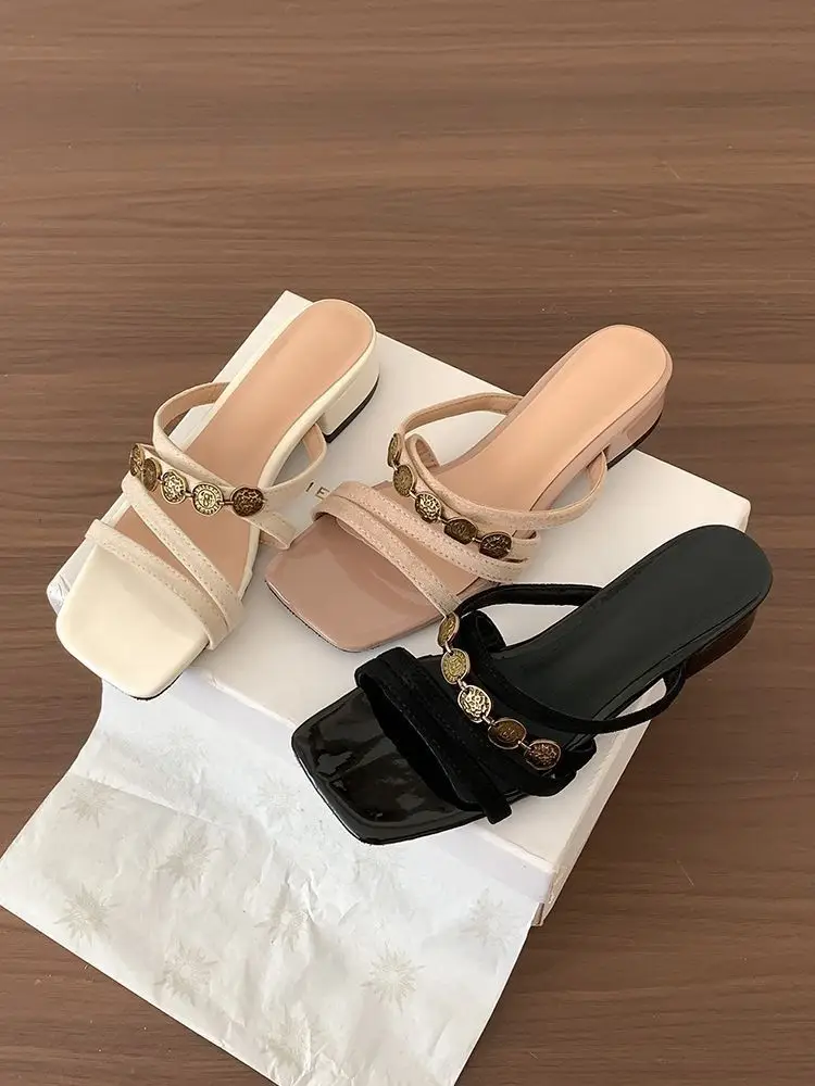 Chanel-Style Fairy Low-Heeled Slippers for Women, 2026 Summer New Model, Suitable for Going Out, Vacation, Seaside, Beach, Women's Sandals — feature 7
