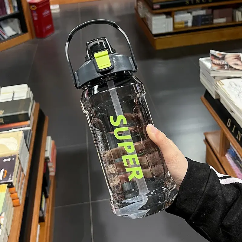 Water Cup Extra Large Capacity 2L Space Cup Straw Cup Summer Student Sports Fitness Water Kettle Plastic Cup Cross-Border Water Cup