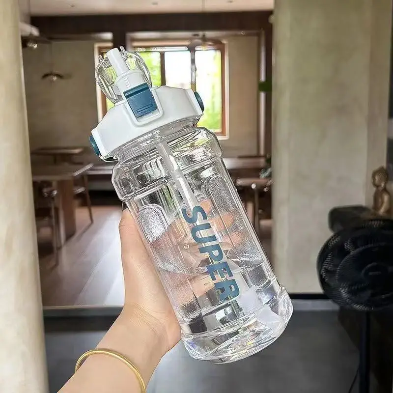 Water Cup Extra Large Capacity 2L Space Cup Straw Cup Summer Student Sports Fitness Water Kettle Plastic Cup Cross-Border Water Cup