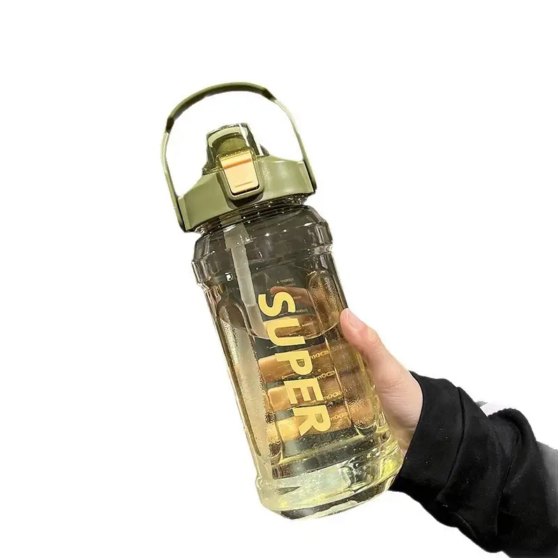 Water Cup Extra Large Capacity 2L Space Cup Straw Cup Summer Student Sports Fitness Water Kettle Plastic Cup Cross-Border Water Cup