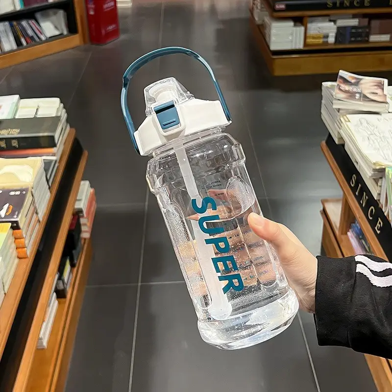 Water Cup Extra Large Capacity 2L Space Cup Straw Cup Summer Student Sports Fitness Water Kettle Plastic Cup Cross-Border Water Cup