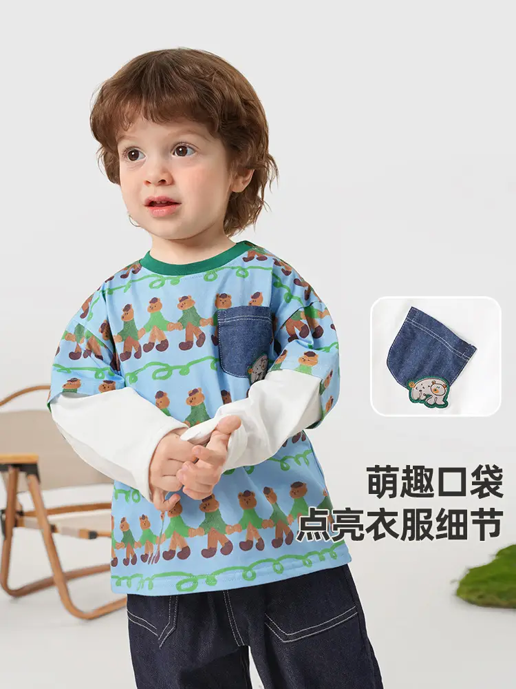 Baby Long Sleeve T-Shirt Blue Panda Print Spring Outfit - Image 5