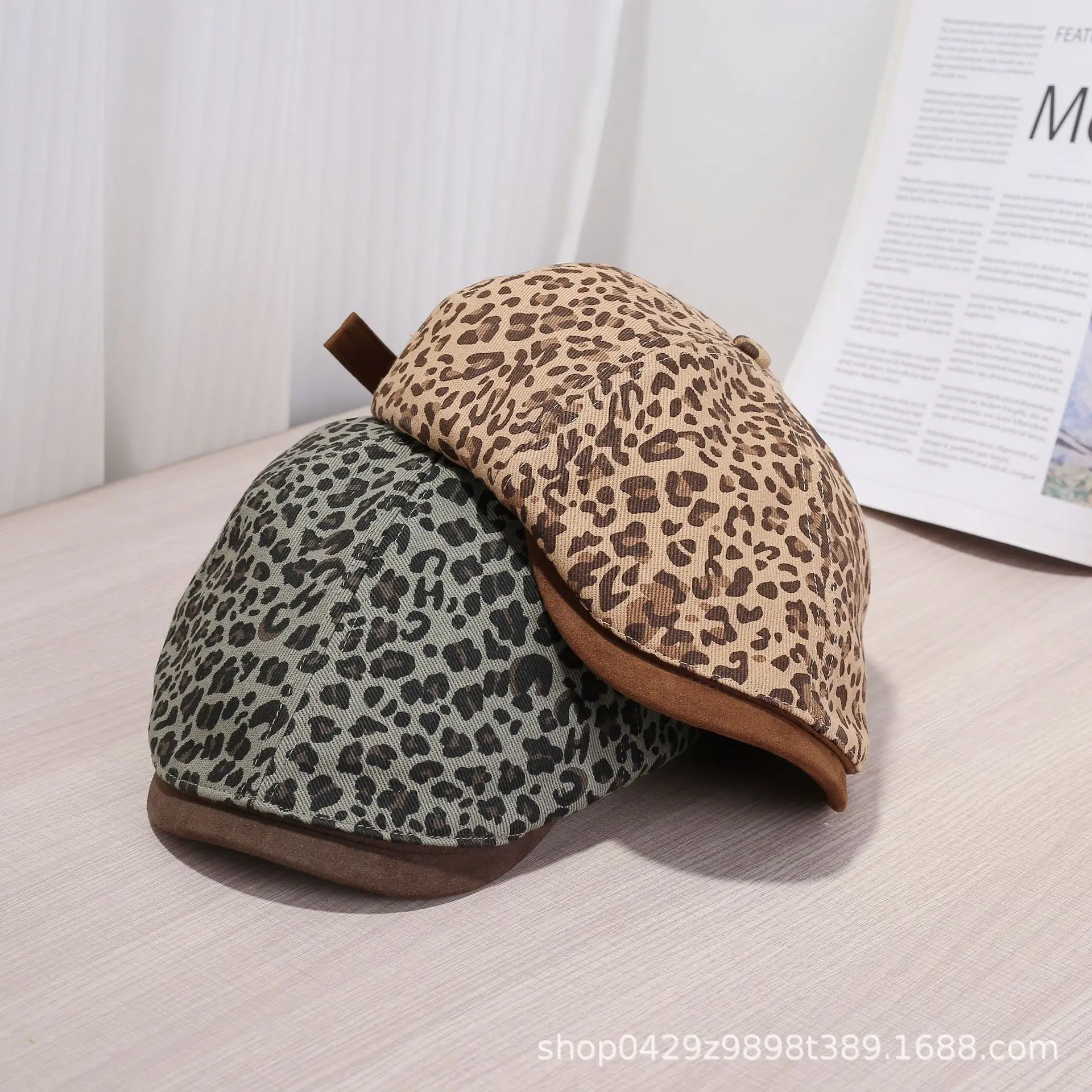 Leopard Print Forward Hat for Women Summer