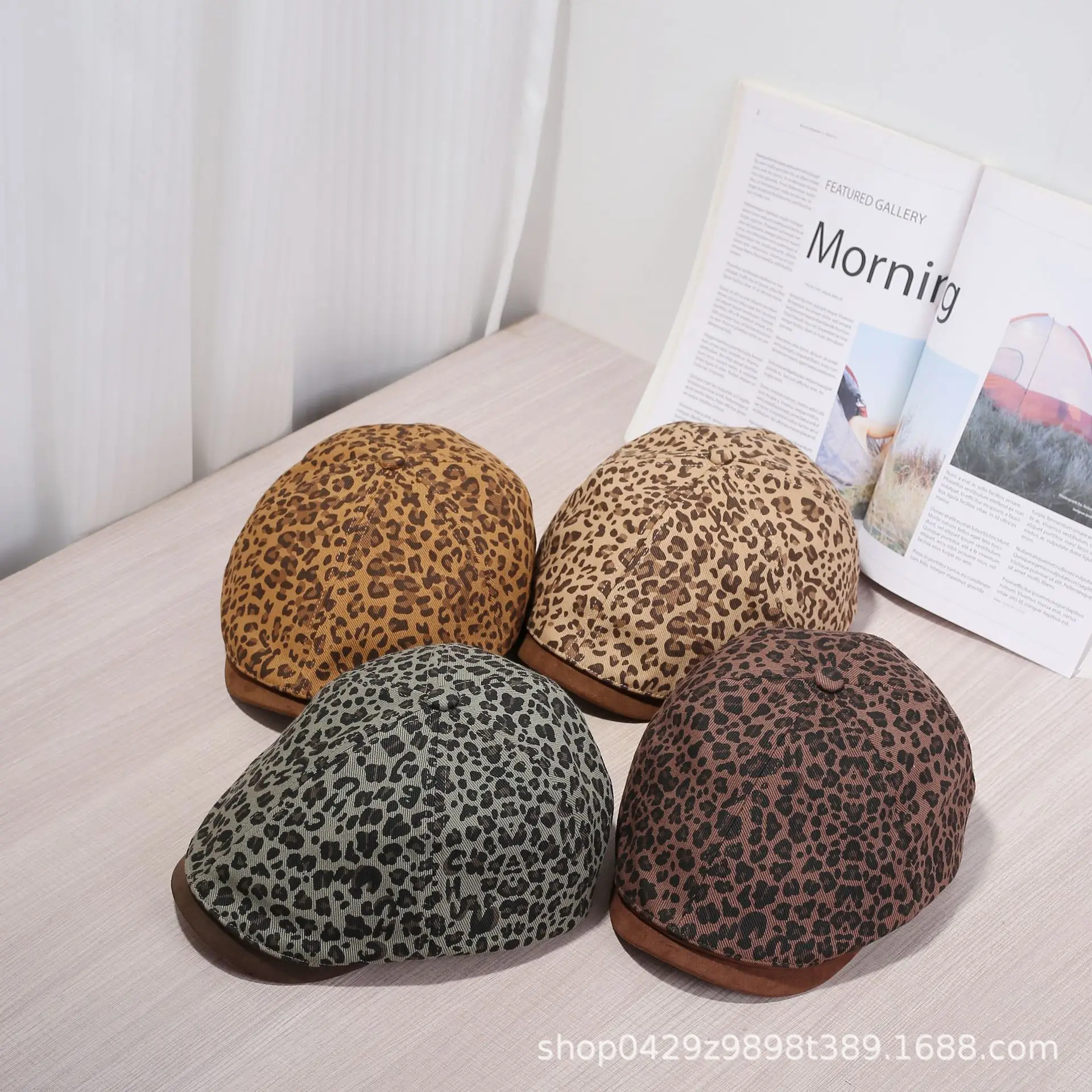 Leopard Print Forward Hat for Women Summer