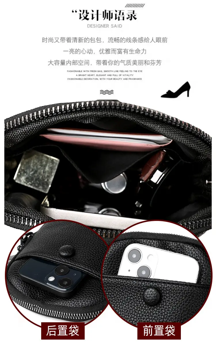 Black Crossbody Bag for Women 2026 Multi-Pocket Commute — feature 13