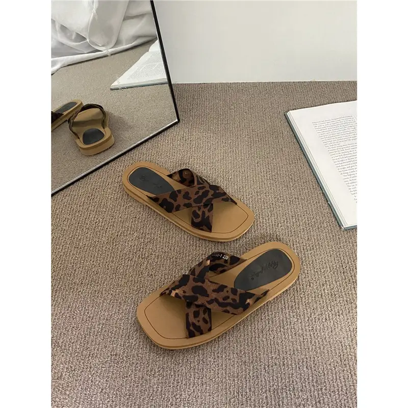 Leopard Print Chunky Heel Sandals for Women 2025 - Image 5