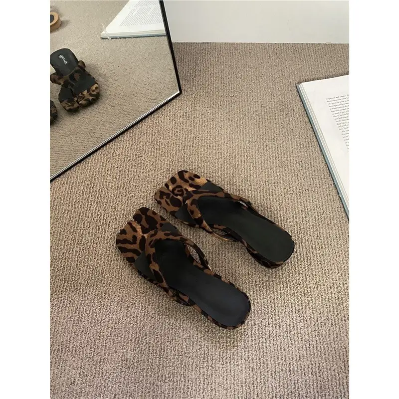 Leopard Print Chunky Heel Sandals for Women 2025 - Image 7