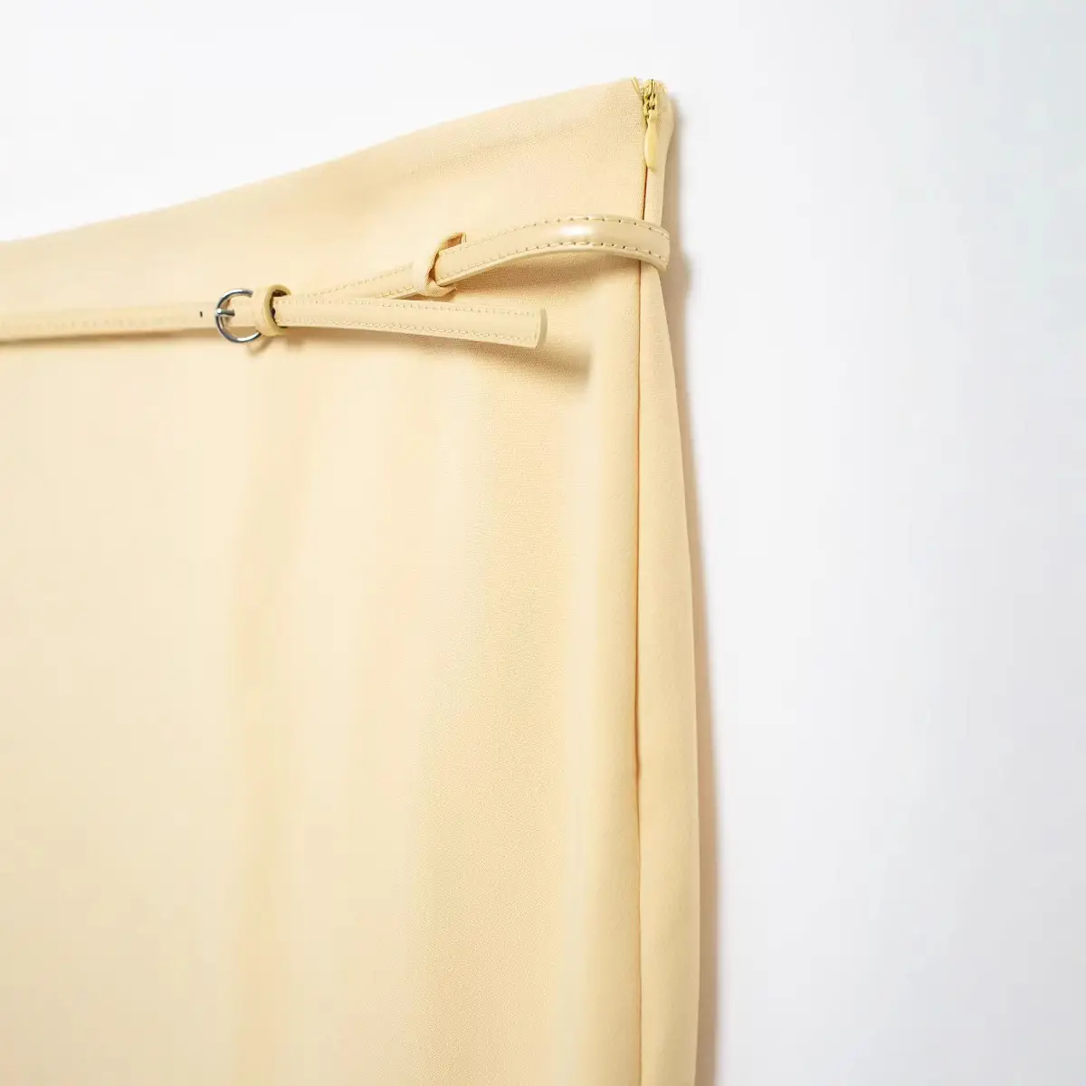 Women's High Waist Slim Skirt Beige Belted - Image 4