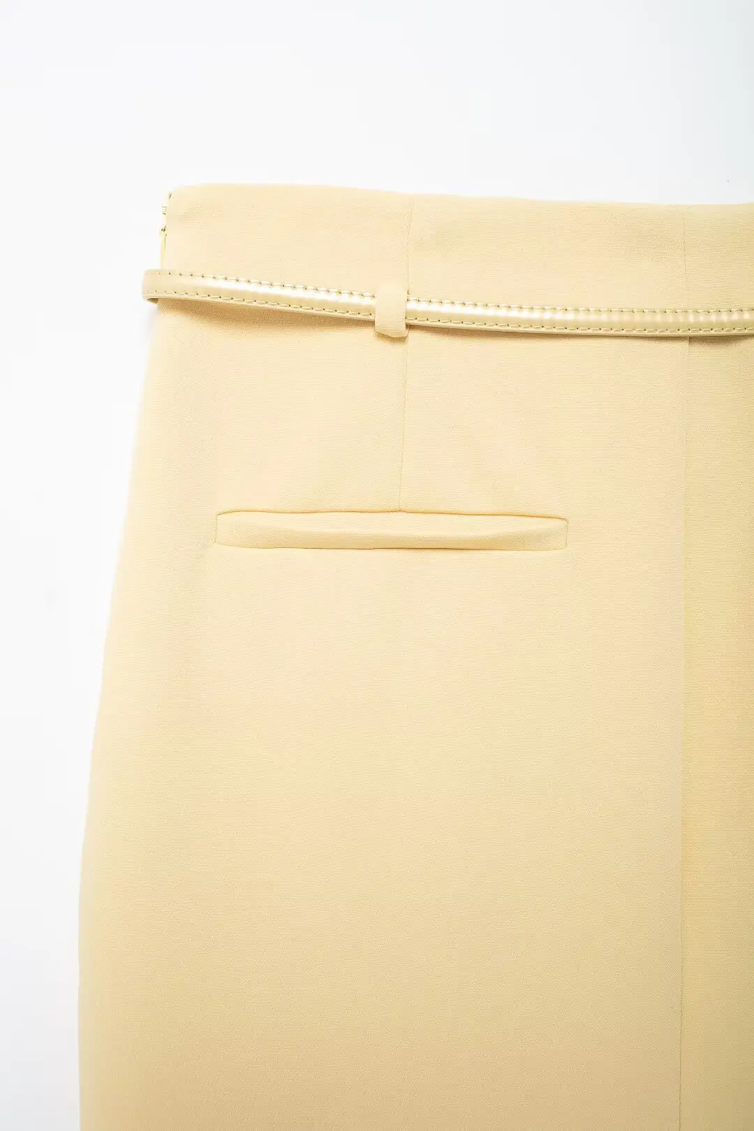 Women's High Waist Slim Skirt Beige Belted — feature 10