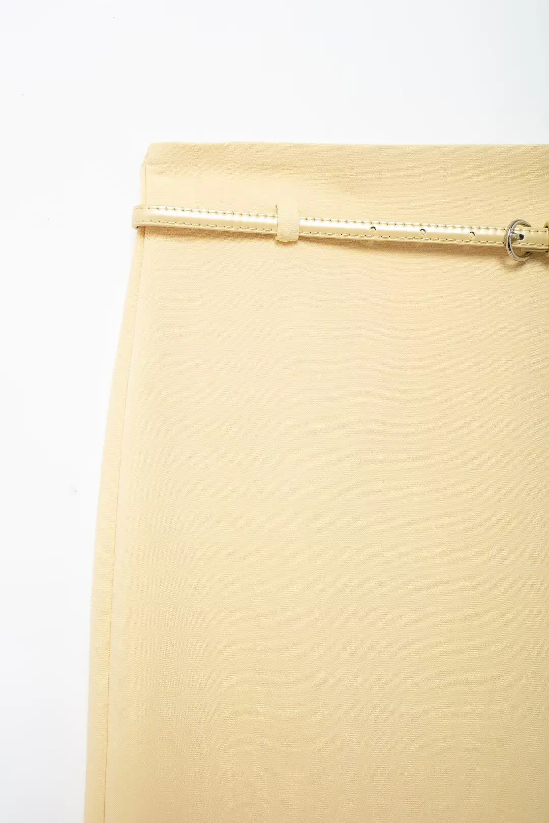 Women's High Waist Slim Skirt Beige Belted — feature 4