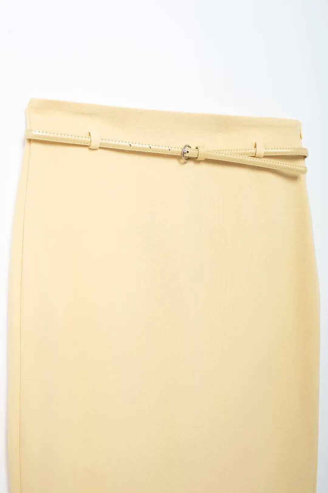 Women's High Waist Slim Skirt Beige Belted — feature 5