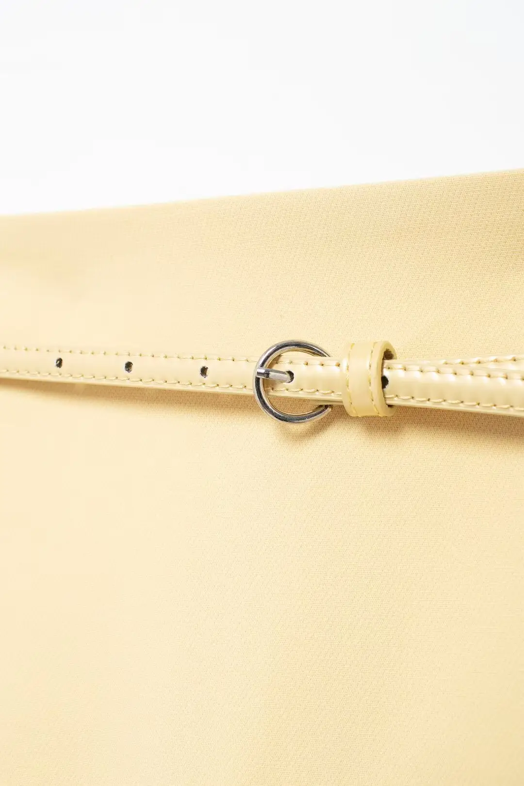 Women's High Waist Slim Skirt Beige Belted — feature 7