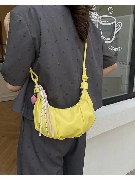 Crescent Dumpling Bag Silver Yellow White Crossbody Commute