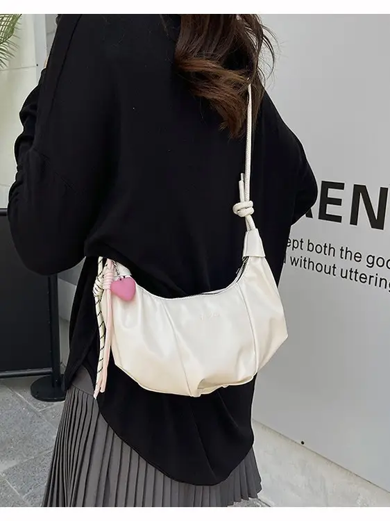 Crescent Dumpling Bag Silver Yellow White Crossbody Commute