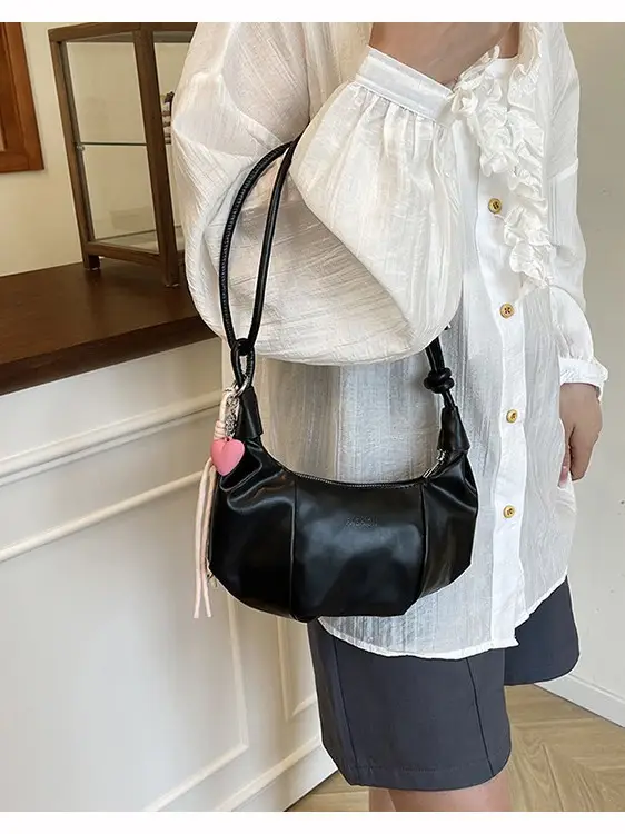Crescent Dumpling Bag Silver Yellow White Crossbody Commute