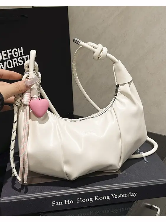 Crescent Dumpling Bag Silver Yellow White Crossbody Commute